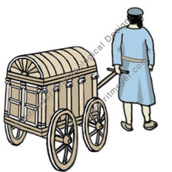 This drawing shows how the Torah scrolls may have been transported to the synagogue in Capernaum. © Leen Ritmeyer.
