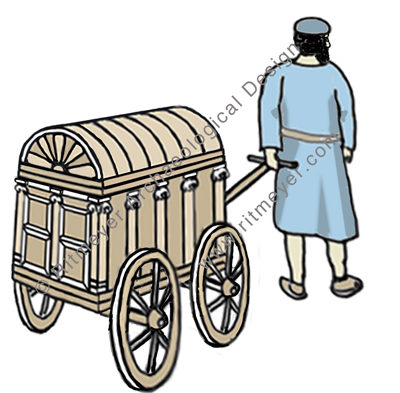 This drawing shows how the Torah scrolls may have been transported to the synagogue in Capernaum. © Leen Ritmeyer.